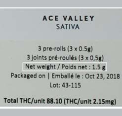 cannabis label total volume